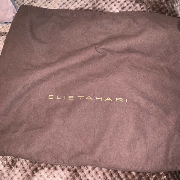 Elie Tahari dark gold sequin taupe leather bag - Picture 7 of 7